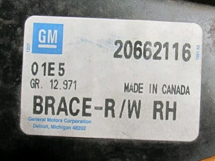 NOS GM 20662116 右握 R/W 内面板支撑帆 1991 - 1996 别克 Regal — 第 2/4 张图片