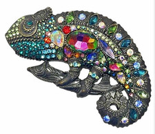 Rhinestone Crystal Pavé Chameleon Brooches (Set of 3) — listing 2