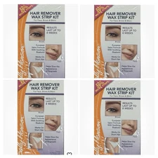 4 Pack Sally Hansen Hair Remover Wax Strip Kit Face Brows & Bikini 42 ct X  4
