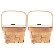  2 Pcs Kleiner Puppen-picknickkorb Geflochtener Blumenkorb Kinderkorb