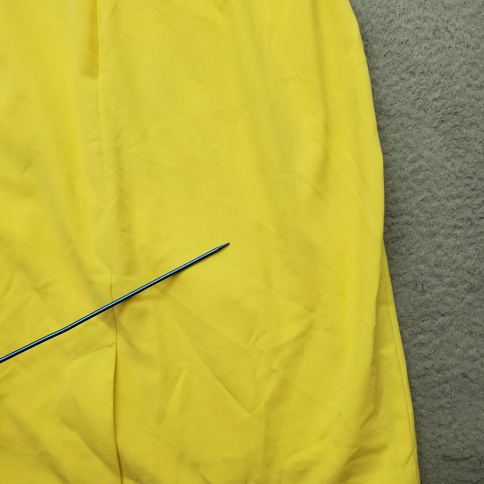 Vestido Vaina Calvin Klein Para Mujer 12 Amarillo Forrado Sin Mangas Acanalado Lateral Espalda Cremallera Foto 3 de 4