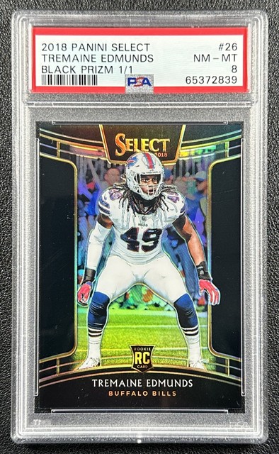 Tremaine Edmunds PSA 8 2018 Panini Select #26 Rookie Black Prizm Concourse 1/1