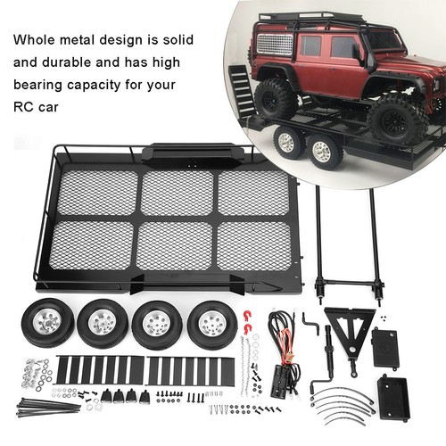 Metal Trail Car Trailer Accessory With FTires Fit For TRX4 1/10 RC Car FA - Picture 4 of 9