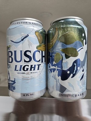Two Identical Busch Light Beer Cans Large Mouth Bass  B/O EMPTY 