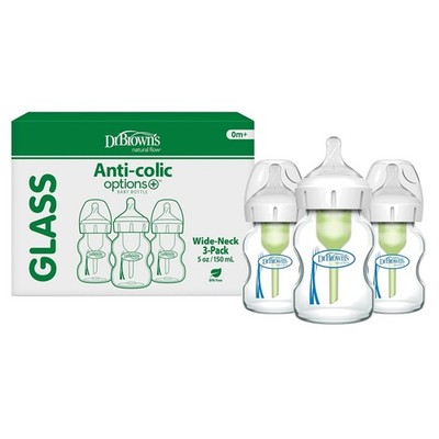 Dr. Brown's Wide-Neck Baby Bottles, Anti-Colic, 5 oz, 3 Pack