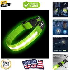 Adjustable Glow Dog Collar - 100% Waterproof & USB-C Rechargeable, Green Medium