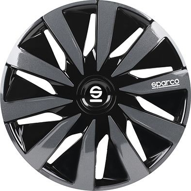 Set 4 Wheel Covers 14 " Inches Car Lazio SPC1491BKGR Black Gray Spa - Picture 1 of 4