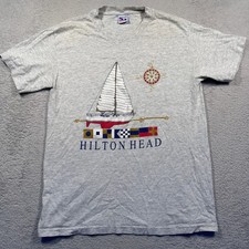 Vintage 90s Hilton Head Nautical Sailboat Souvenir Tee Single Stitch Made in USA