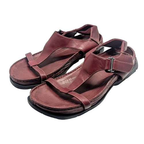 Sandali casual da donna taglia 10 M Timberland eleganti comodi in pelle rossa con cinturino