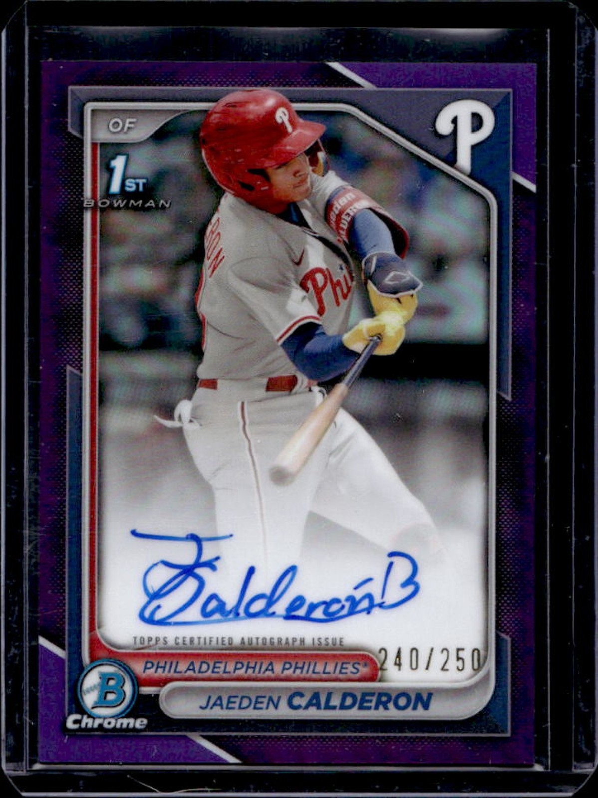 2024 Bowman Chrome Jaeden Calderon Auto Purple Refractor 1st #240/250