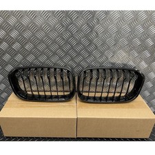 Pair Front Kidney Grille Grill Gloss Black For BMW F20 F21 1 Series 2015-2019