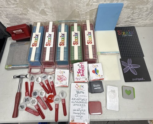 Lot Of 220 Pieces Sizzix Sizzlits Die Cuts/W Sidekick - 5 Complete Sets Used/new