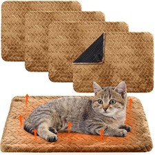 4 Pack Self Warming Cat Bed Mat Self Heating Pad for Dog 16 x 20 Inch Camel