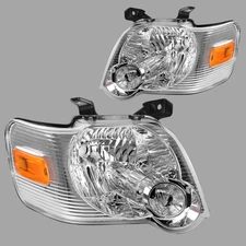 Chrome Housing Amber Headlamps Headlights Assembly For 06-10 Ford Explorer