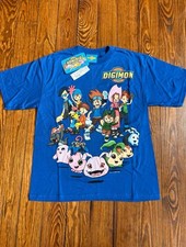 Vintage 90s Digimon Anime T-Shirt Youth L NWT Pokemon Cartoon TV Manga