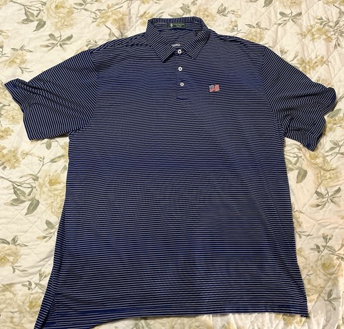 Robert Trent Jones Casual Golf Trail Polo Shirt American Flag Logo Mens 2XL - Picture 1 of 6