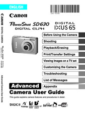 Canon POWERSHOT SD630 ELPH IXUS 65 Digital Camera User Owner Instruction Manual