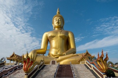 Great Buddha of Thailand Wat Muang Monastery Photo Art Print Poster 18x12