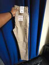 GV Amanda Girls Beige Cotton Straight Leg Pants Size 8 Casual Button Zip Solid