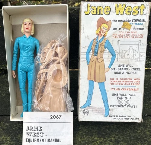 Vintage Louis Marx Jane West Cowgirl Doll Action Figure - Mint in The Box