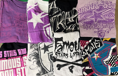 FAMOUS STARS AND STRAPS Womens Shirts Lot of 8 Sizes XS to L Rare Y2K NEW