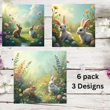 Bumper Pack Of 6 Easter Card Cute Bunny Design With Envelopes New 2026 3 Styles