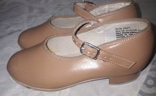 Revolution Tan Beige Heeled Tap Dance Shoes Adjustable Strap 826 Size 13 OC