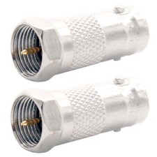 2 Pcs BNC Female Jack to F Type Male Coaxial Coax Cable Plug Adapter Connector