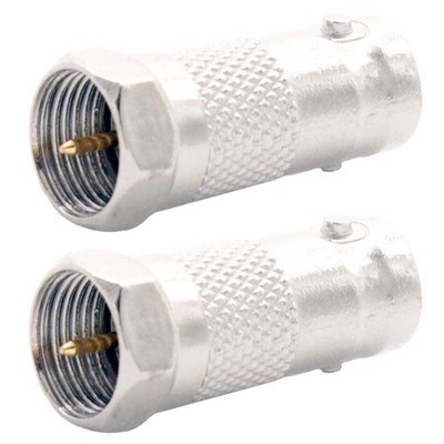 2 Pcs BNC Female Jack to F Type Male Coaxial Coax Cable Plug Adapter Connector