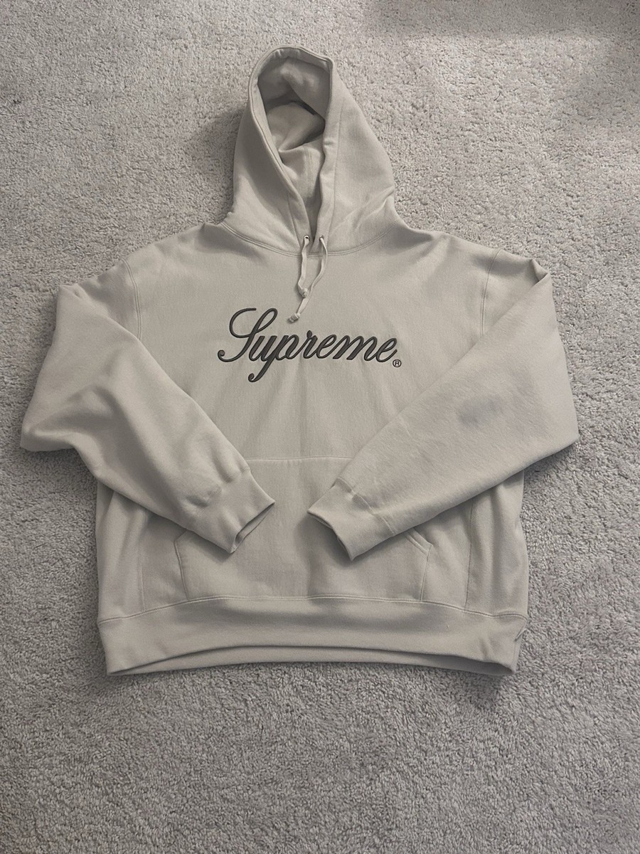 Supreme Embroidered Script Hooded Sweatshirt Stone FW24 Size