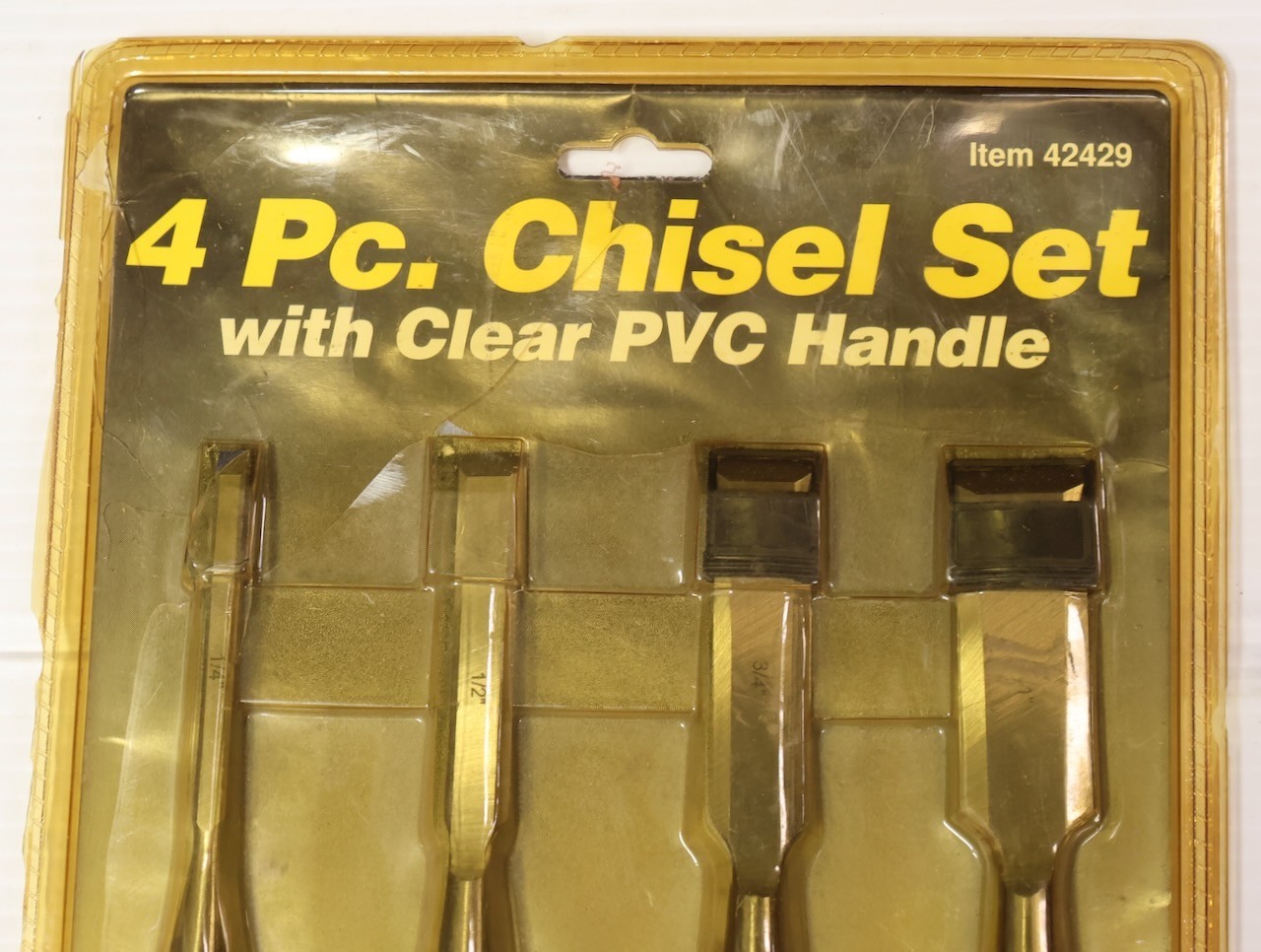 (4) Pc. Wood Chisel Set w Clear PVC Handles / No. 42429 / NOS / MTT