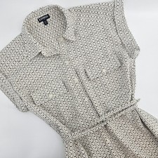Express Womens XS Shirt Dress Geometric Belted Mini Classic Preppy