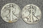 LOT OF 2 - 1941 S 50C SILVER WALKING LIBERTY HALF DOLLARS