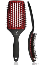 Curved & Vented Detangler Boar Bristle Brush - Ideal for Curly Wet Dry Hair