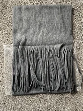 Lucky Brand Unisex Gray Fringed Winter Scarf