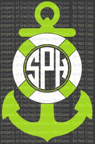 Custom Anchor & Life Preserver Monogramm Vinyl Aufkleber Initialen personalisiert 2 clr - Bild 6 von 22