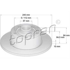 TOPRAN Bremsscheiben hinten Ø245 mm Voll beschichtet für Audi A4 8D2 B5 8D5