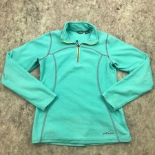 Eddie Bauer Womens Pullover XS Teal Fleece 1/4 Zip Long Sleeve Sweatshirt