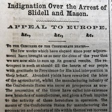 1861 CIVIL WAR newspaper CONFEDERATE JEFFERSON DAVIS 1st State of Union Speech
