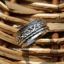 Spinner Ring 925 Sterling Silver Ring Meditation Ring Wedding Gift Jewelry B009