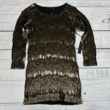 Joe's Jeans Brown Sea Shell Sequined Mini Dress Cocktail Special Occasion Sz M