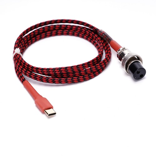 0,5M Teflon kupferbeschichtet versilbert DC Netzkabel GX16-2P auf USB Typ C (B7-16)