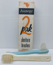 Vintage 1967 Amway Denture Brushes 2 Pack Toothbrush E-557 Made in USA