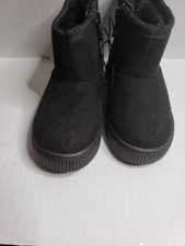 Cat Jack Toddler Winter Boots Black Zip Faux Suede Faux Fur Lined Sz. 5 New