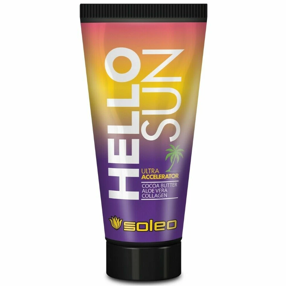 SOLEO HELLO SUN SUNBED TANNING LOTION CREAM NON TINGLE NON BRONZER 150ML + GIFT