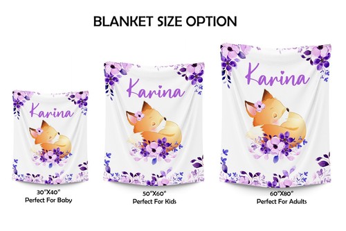 Personalized Baby Blankets with Name for Girl Boy Purple Flower for Newborn - Picture 3 of 4