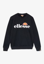 ELLESSE Felpa Girocollo Uomo Stampa Big Logo Blu Nero Bianco