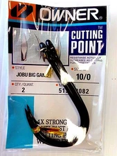 Owner Cutting Point JOBU Big Game Hook 10/0 - 5134-2082, 2 pack, Big Game Hooks