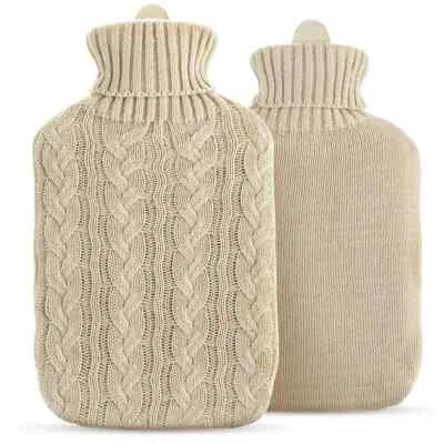 GENERISE 2L Large Hot Water Bottle Quality Hot Water Bottles With Soft Knitted Cover Bag