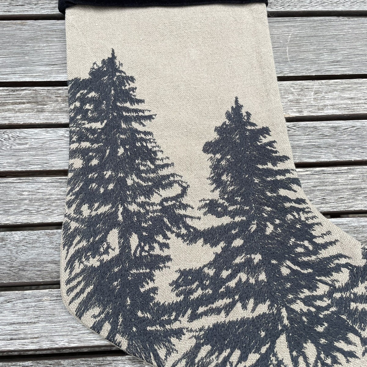 Pottery Barn Conell Flax/Black Christmas Stocking Pottery Barn Conell Flax/Black Christmas Stocking